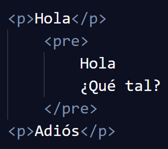 Etiqueta pre con indentación