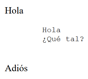 Etiqueta pre vista navegador con indentación