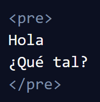 Etiqueta pre sin indentar