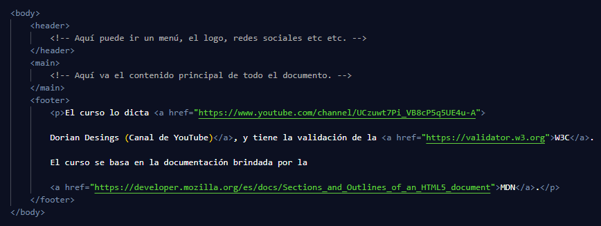 Uso semántico de la etiqueta footer